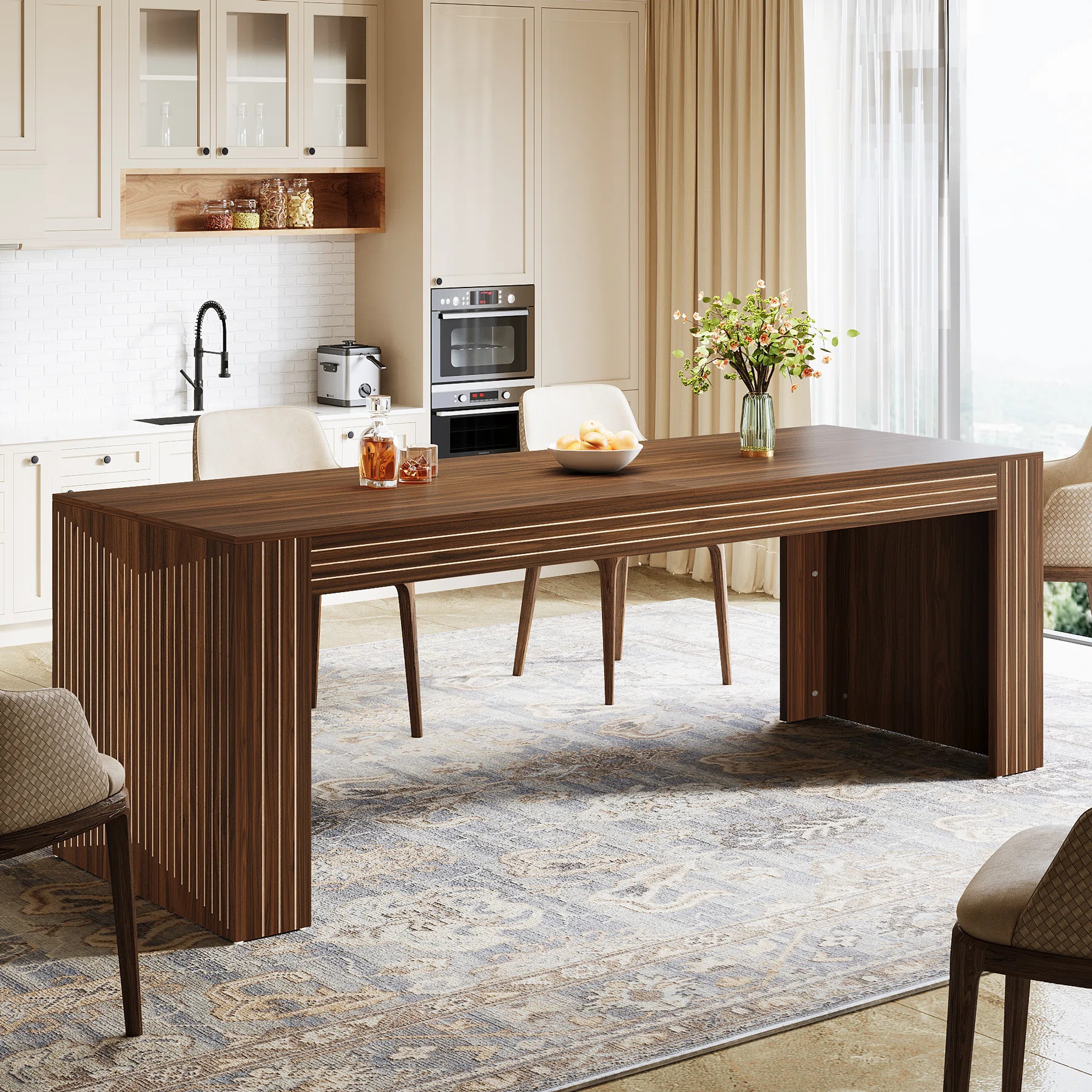 78.7'' Dining Table For 6-8 People, Rectangular Kitchen Table Wood Dinner Table | Wayfair North America