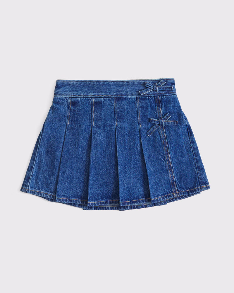 pleated wrap denim mini skort | Abercrombie & Fitch (US)