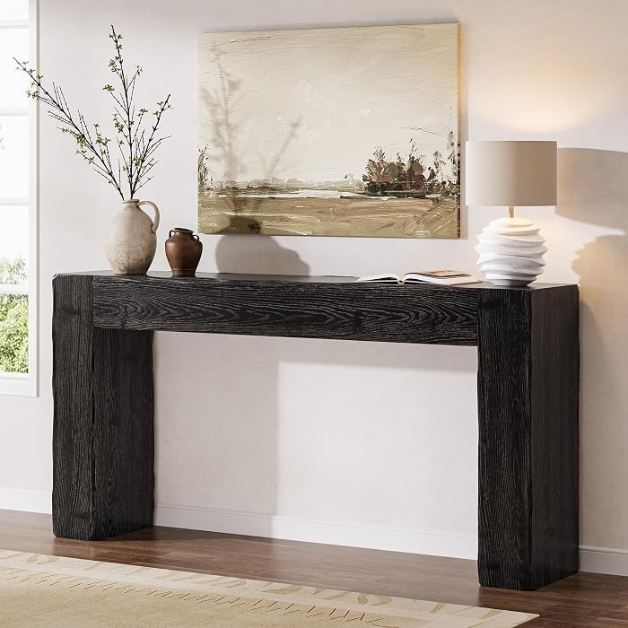 Solid Wood Console Table, 63-Inch Farmhouse Sofa Table Behind Couch for Entryway, Living Room, Fo... | Amazon (US)