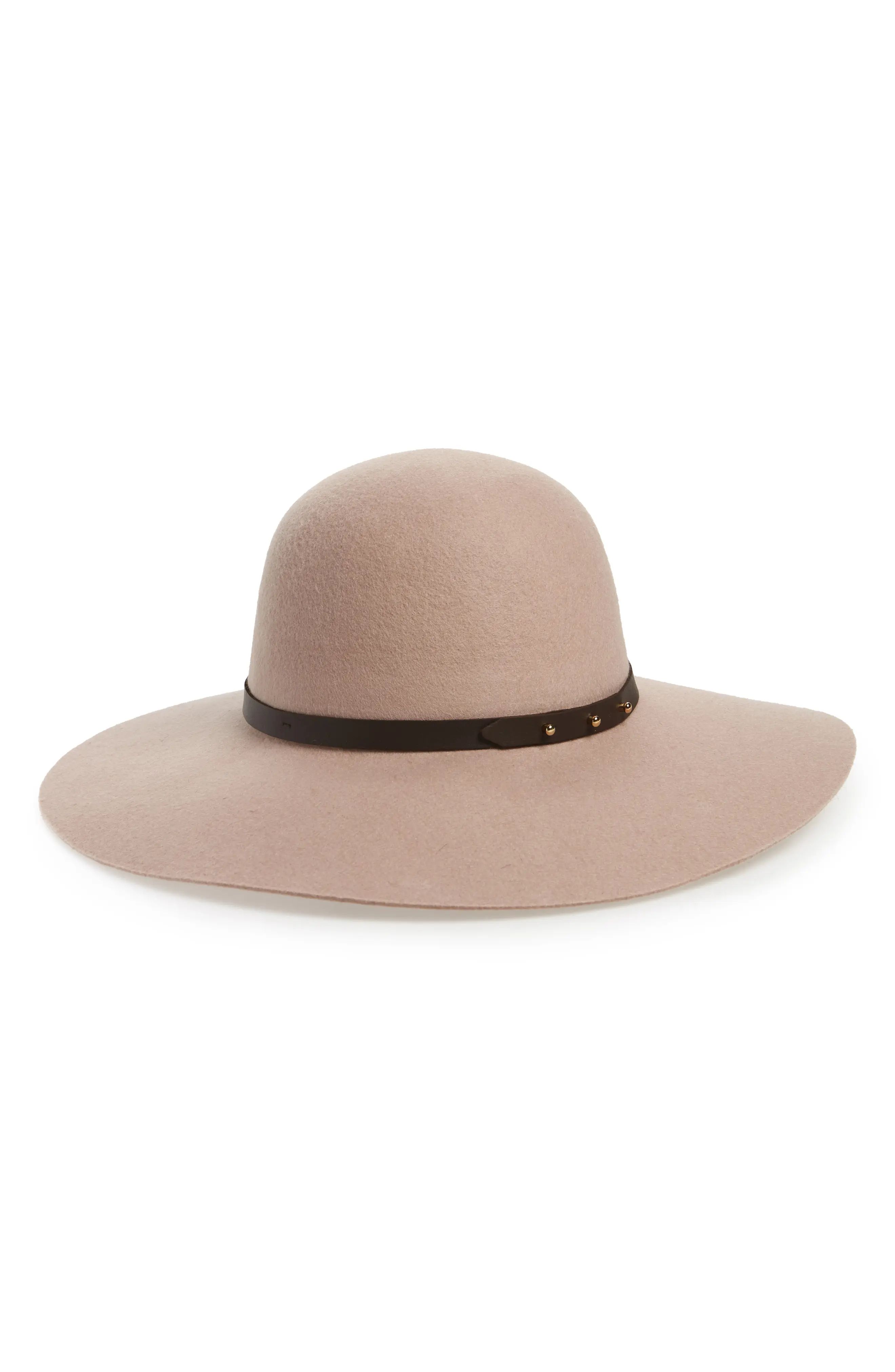 Women's Halogen Refined Wide Brim Wool Floppy Hat - Pink | Nordstrom