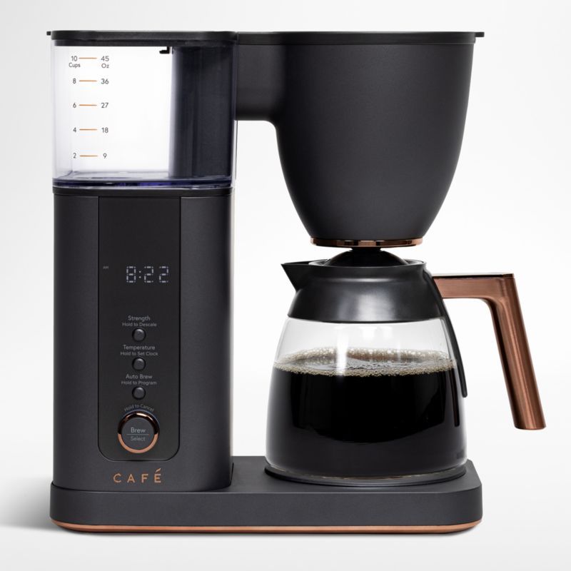 GE Cafe Matte Black 10-Cup Drip Coffee Maker with Glass Carafe + Reviews | Crate & Barrel | Crate & Barrel