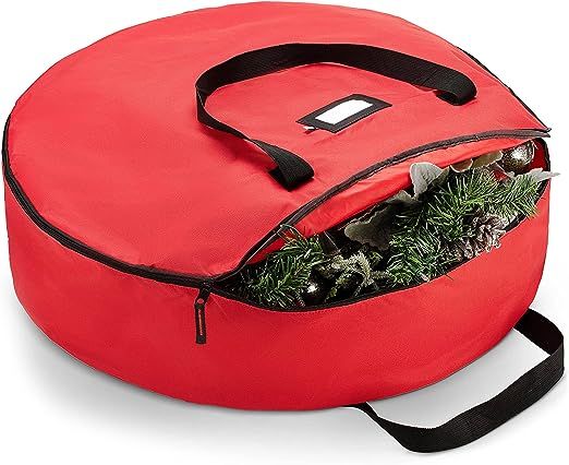 Zober Premium Christmas Wreath Storage Bag - Dual-Zippered Storage Container & Durable Handles, P... | Amazon (US)