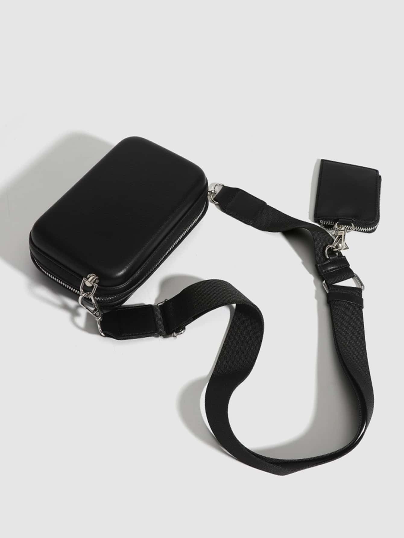 Multifunctional Black Pu Men's Shoulder Bag With Coin Purse Sling Bag Casual Bag Crossbody Bag Fo... | SHEIN