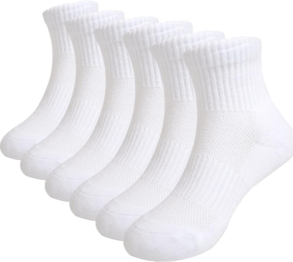 Marchare Boys White Socks Girls Athletic Cushioned Socks Cotton Ankle Socks 5-14 Years | Amazon (US)
