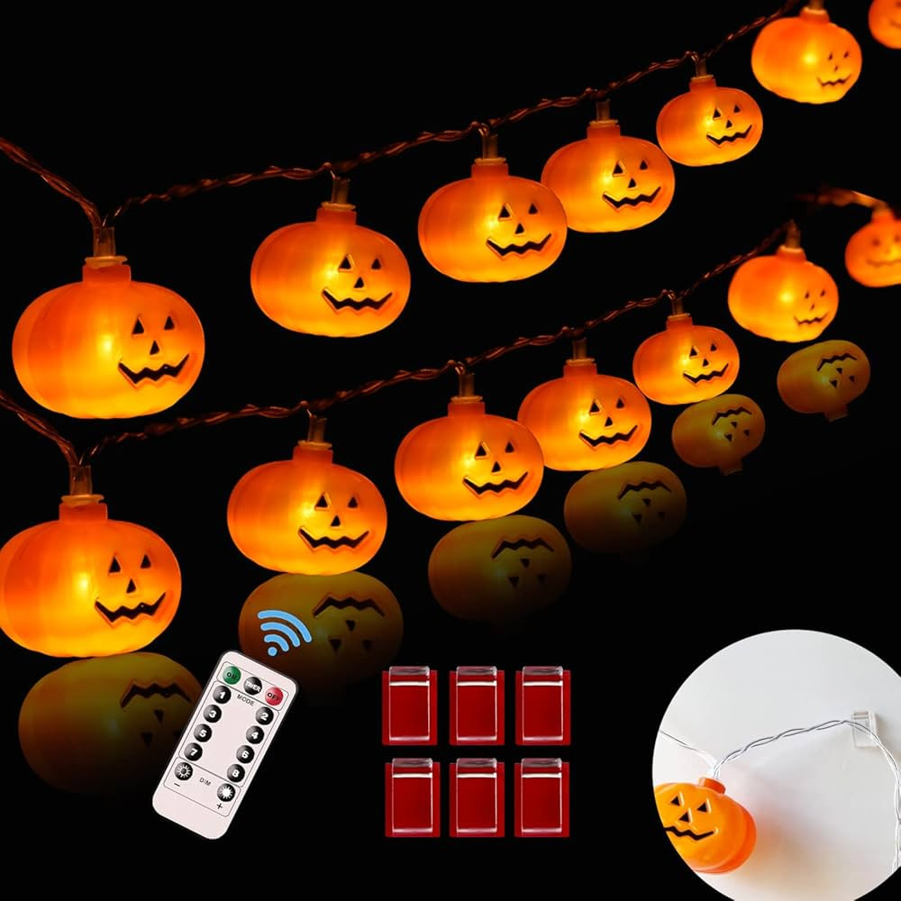 Halloween Lights,20FT 40 LEDs Halloween String Lights,LED Pumpkin Lights, Holiday Lights for Outd... | Amazon (US)