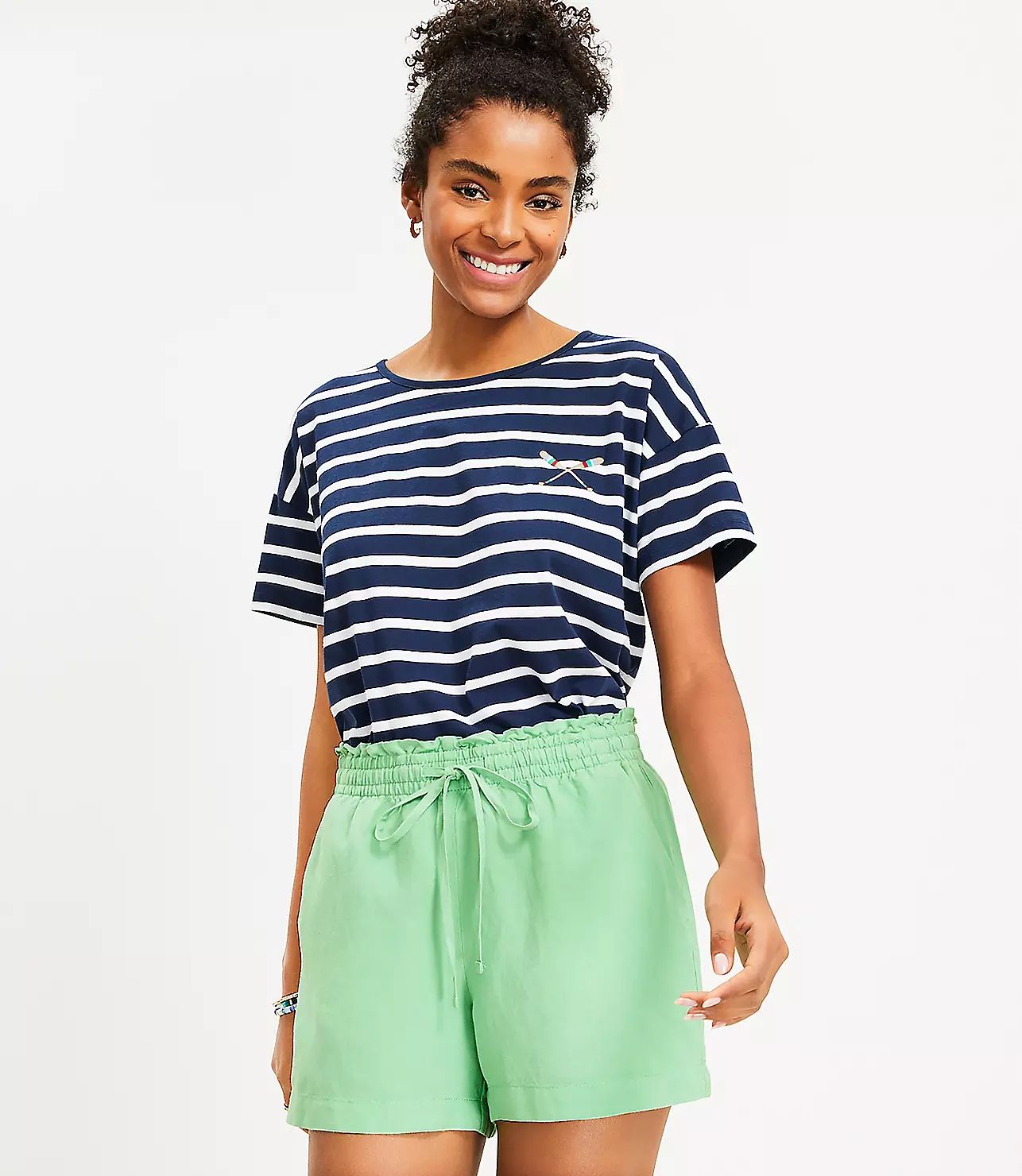 Pull On Linen Blend Shorts | LOFT