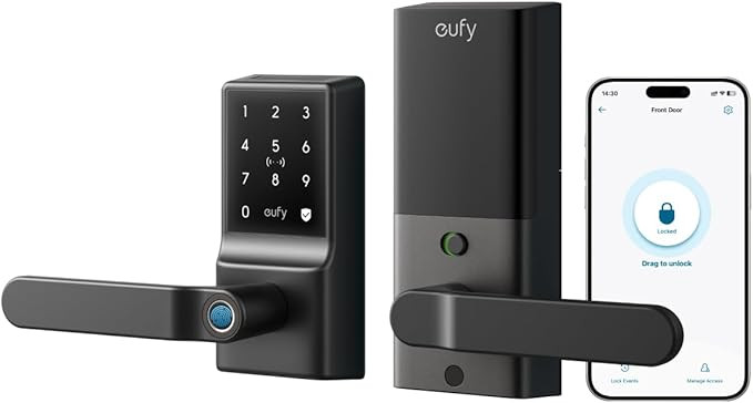 eufy Smart Lock C33, Keyless Fingerprint Door Lock with Handle, Integrated Wi-Fi, Remote Control ... | Amazon (US)