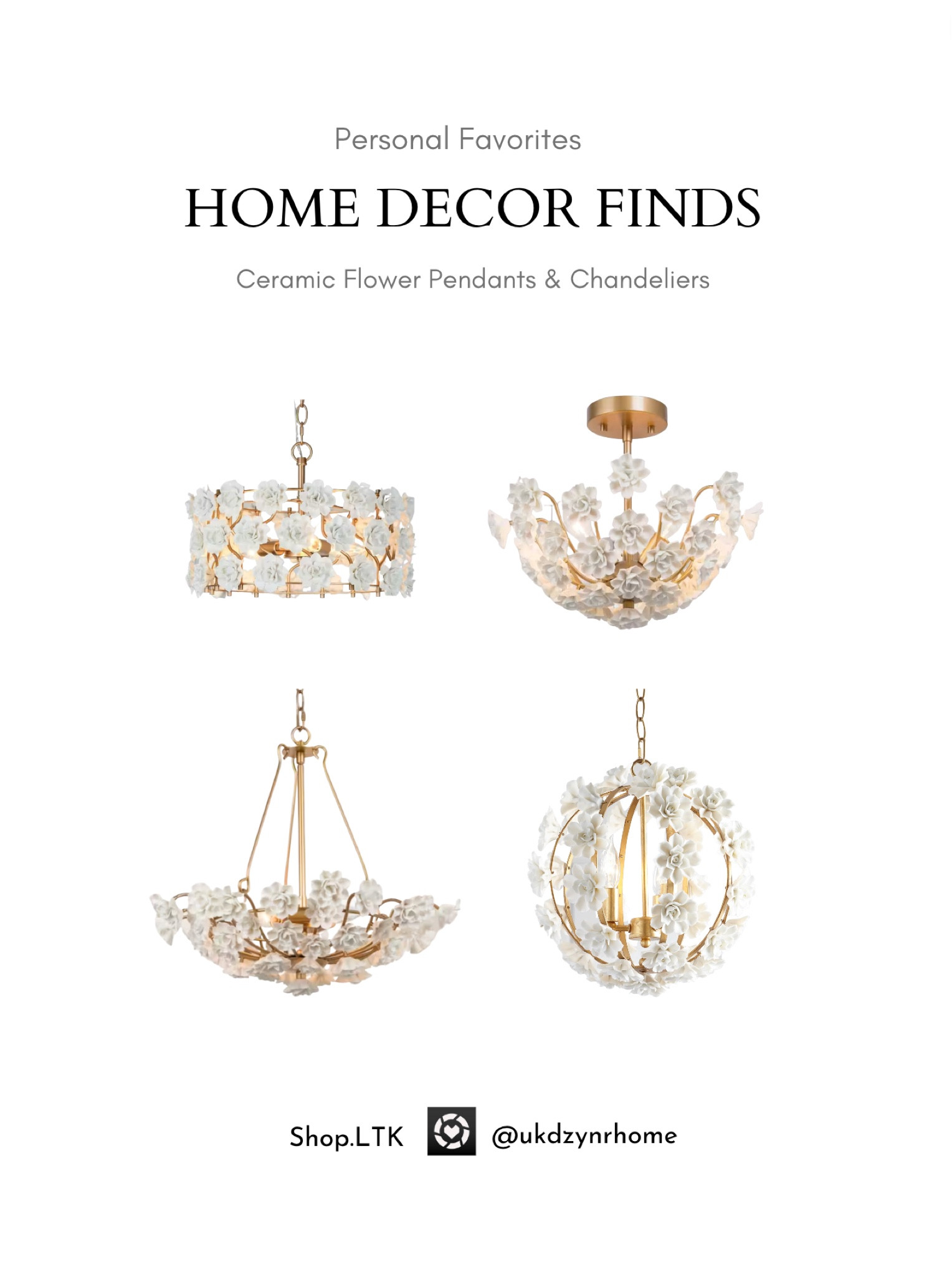 Personal Favorites Ceramic Flower Pendants and Chandeliers

#LTKhome #LTKGiftGuide