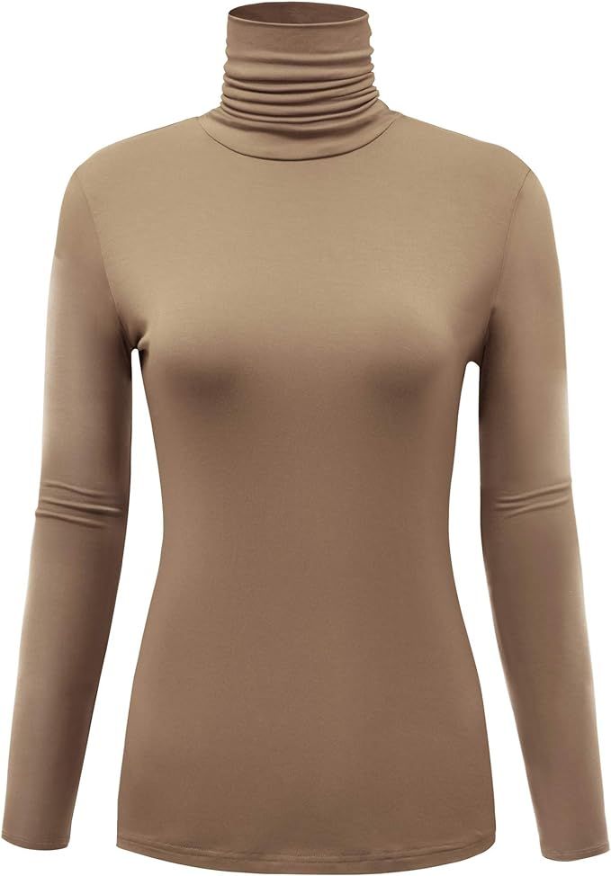 AUHEGN Women's Long Sleeve Lightweight Turtleneck Top Slim Fit Pullover T-Shirt (S-XXL) | Amazon (US)