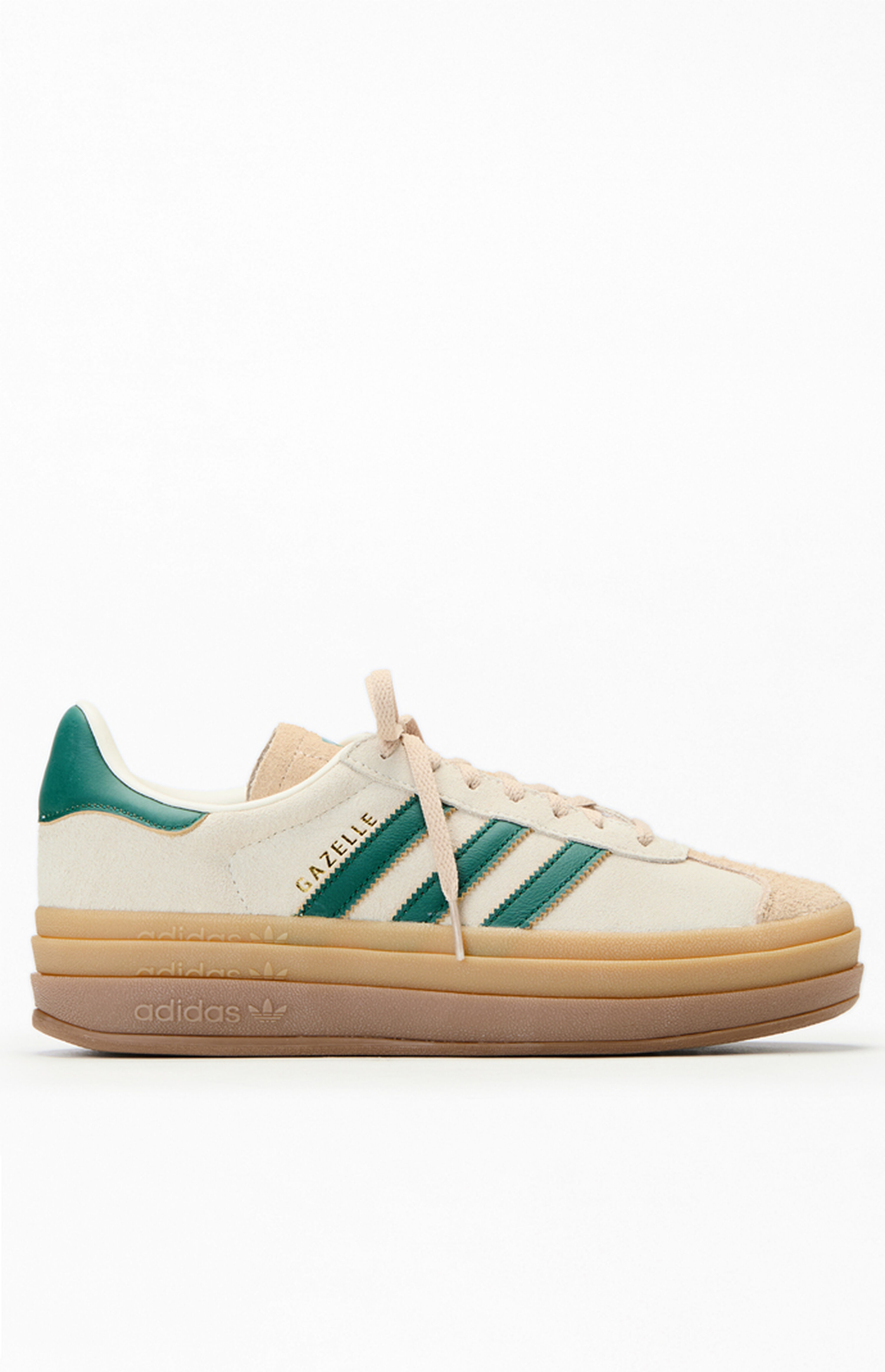 adidas Women's Green & White Gazelle Bold Sneakers | PacSun