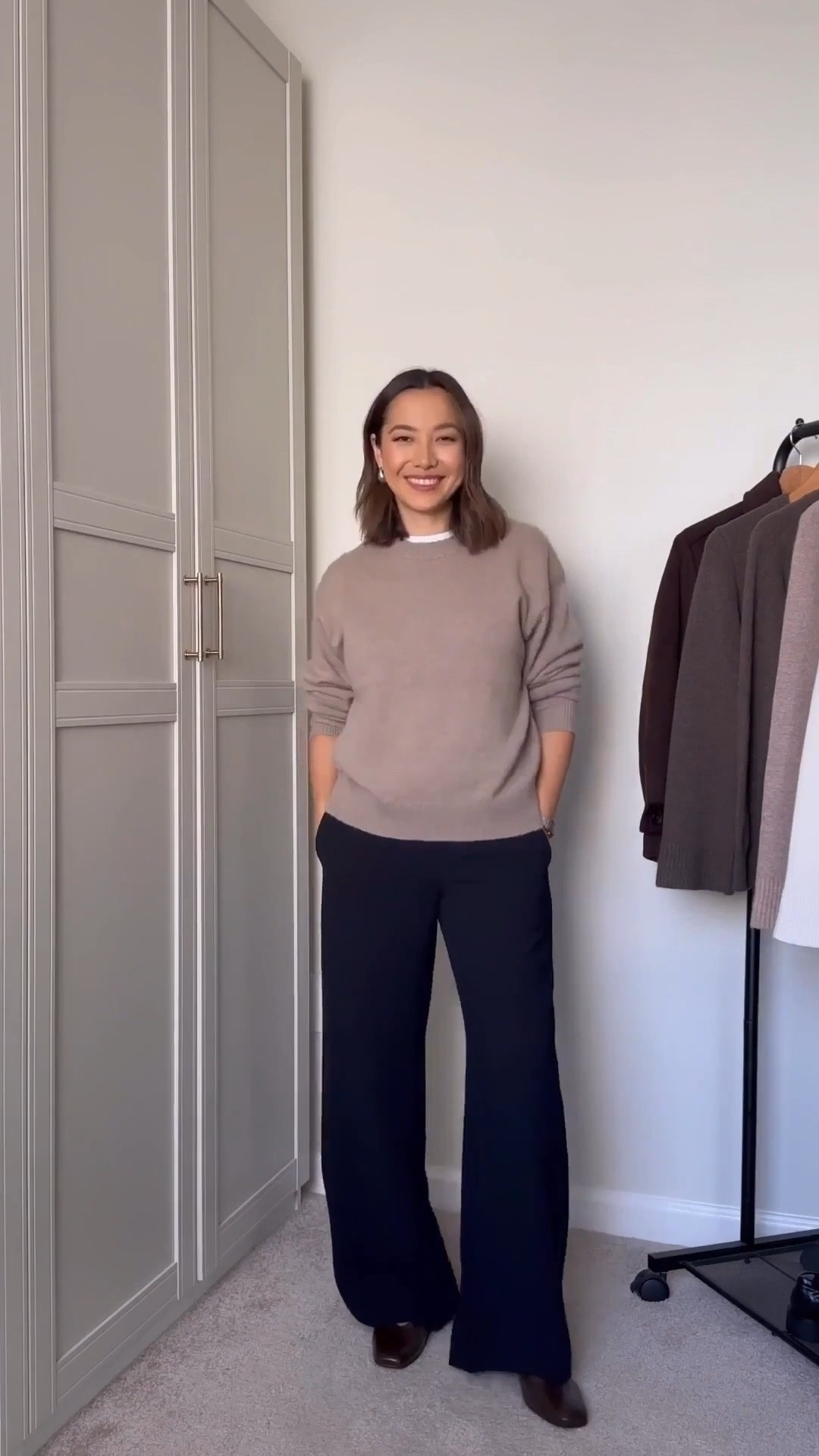 Comfy chic outfit — most of this outfit is on sale! 

On sale: 
Aritzia cashmere sweater 
Mango tee 
Aritzia lodge pant — available in several colors 
Amazon leather crossbody 

Linked to a few other Aritzia sale selects! 

#LTKCyberWeek #LTKSaleAlert