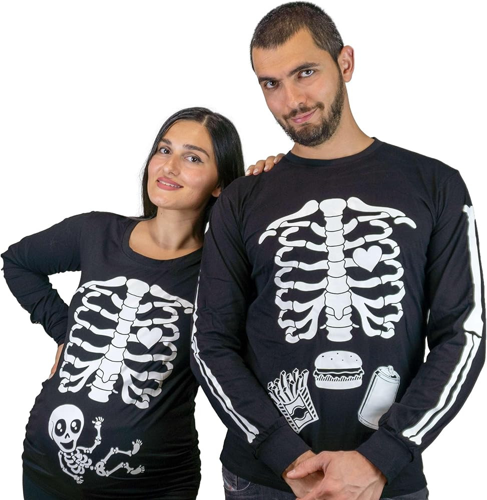 Halloween Couple Glow in The Dark Long Sleeve Shirts Baby x-ray Maternity tee Men's Food Burger S... | Amazon (US)