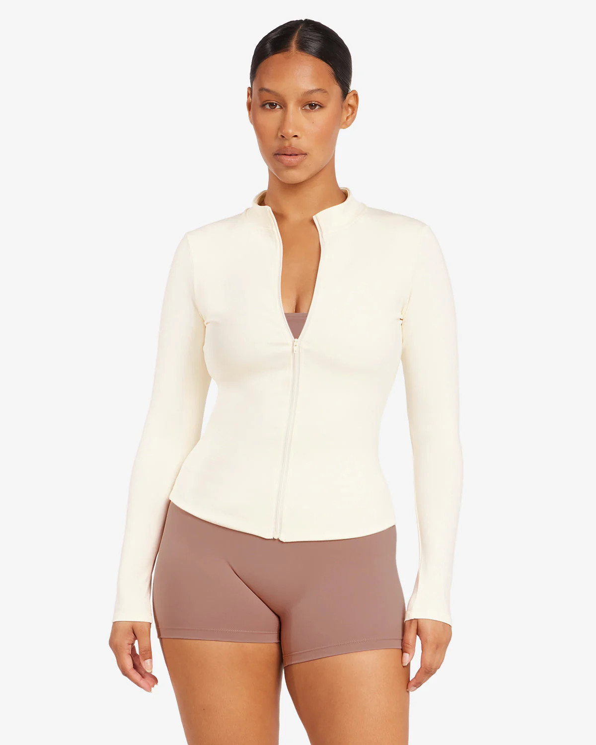 Serenity Longline Zip Up Jacket | Buttercream | Crop Shop Boutique US