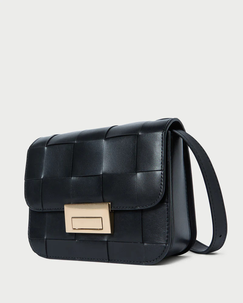 Desi Black Woven Leather Crossbody | Loeffler Randall