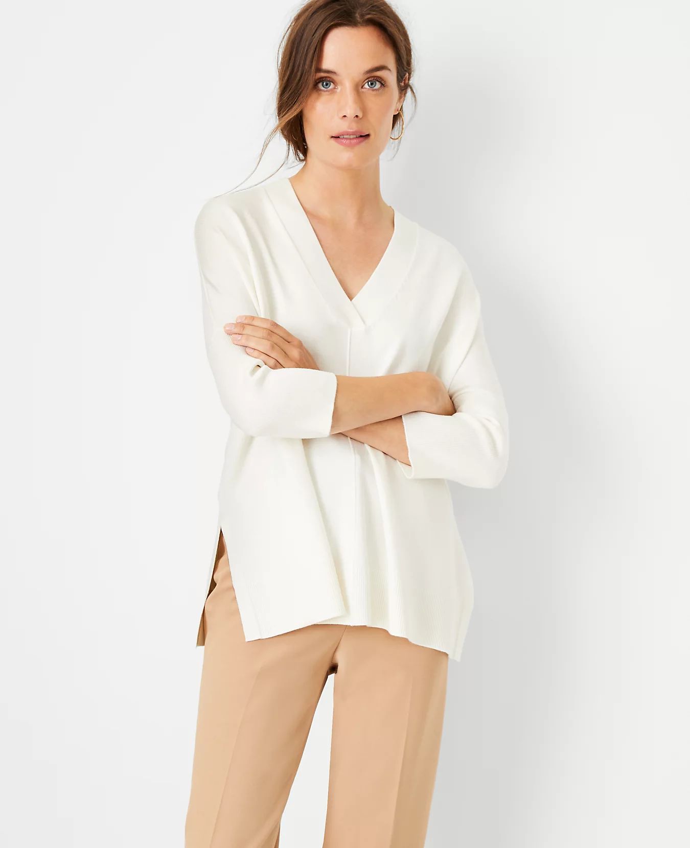 Easy V-Neck Sweater Tunic | Ann Taylor (US)