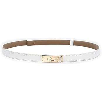 Women's Skinny Leather Belt with Adjustable Silver Turn-Lock Buckle - Ideal for Dresses, Jeans, a... | Amazon (US)