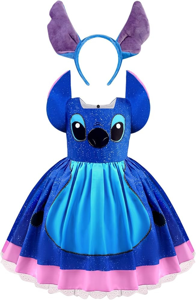 Esvaiy Girls Hawaiian Dress Costume Halloween Blue Princess Mouse Dress with Headband Kids Birthd... | Amazon (US)