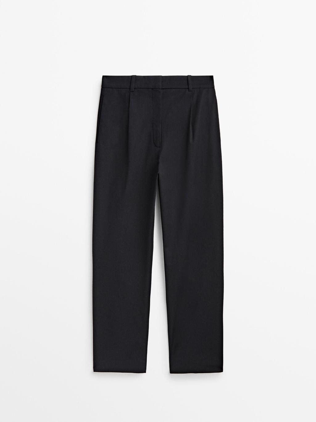 Cotton blend chino trousers | Massimo Dutti US
