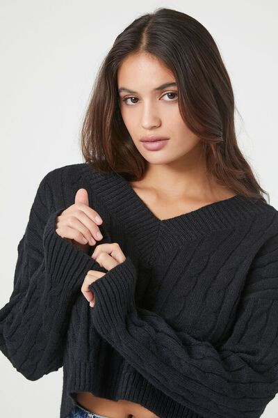 Cropped Cable Knit Sweater | Forever 21