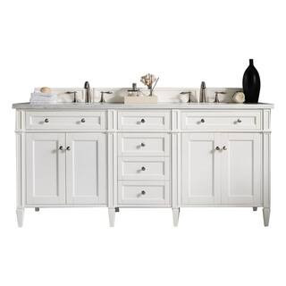 Brittany 72 in. W x 23.5 in. D x 34 in. H Double Bath Vanity in Bright White with Arctic Fall Solid Surface Top | The Home Depot
