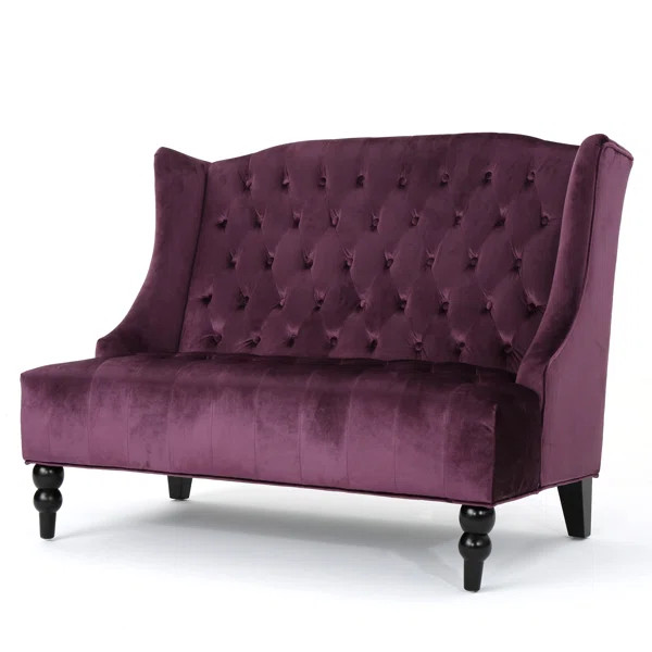 Carolina Velvet 50" Recessed Arms Loveseat | Wayfair North America