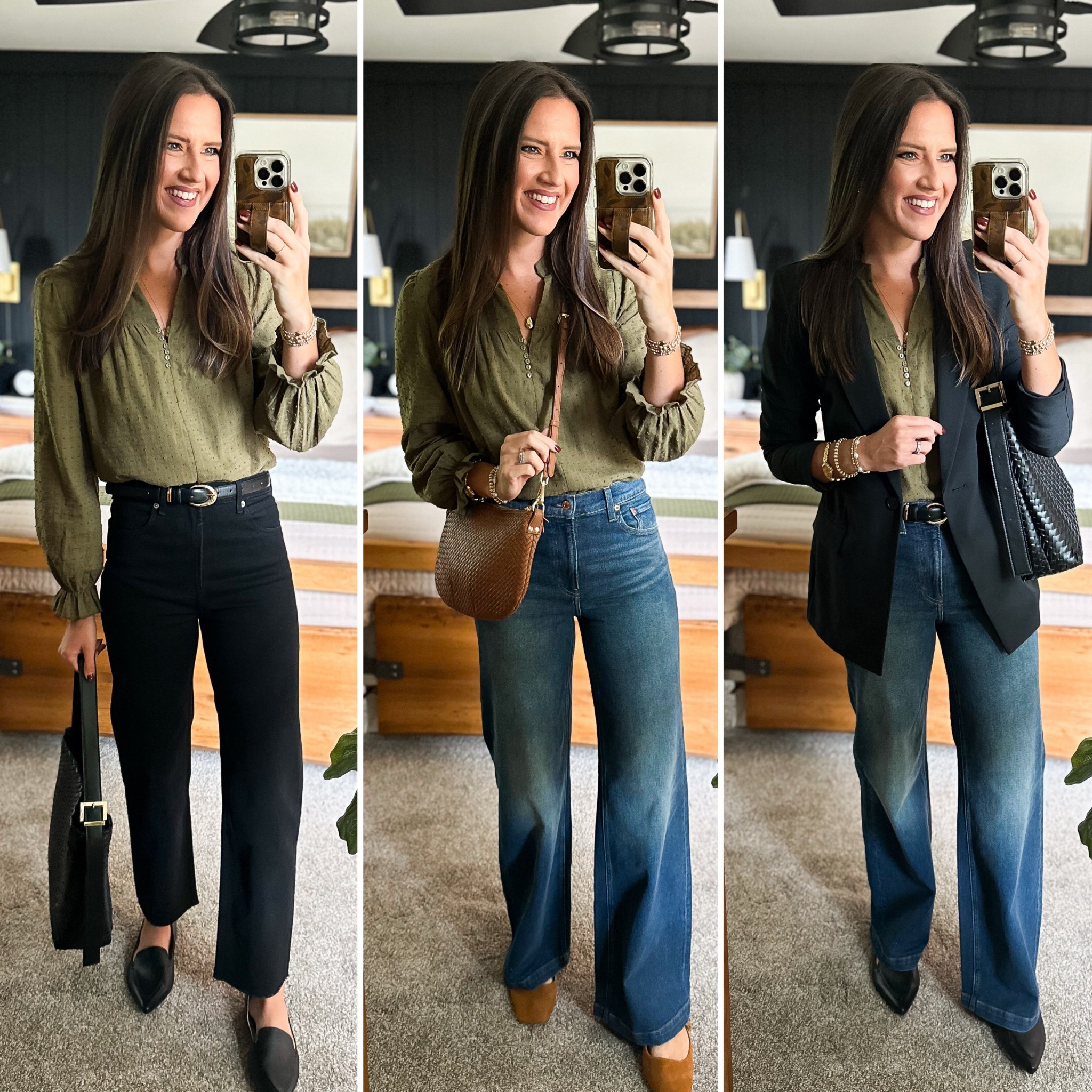 Capsule Wardrobe - Olive Blouse (size small) 