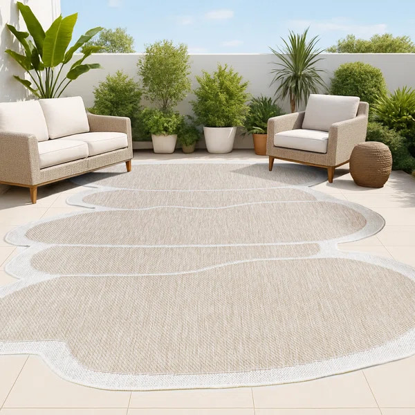 Monte Modern Rustic Abstract Beige/Cream Indoor/Outdoor Rug | Wayfair North America