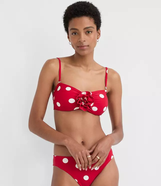 LOFT Beach Polka Dot Rosette Bandeau Bikini Top | LOFT
