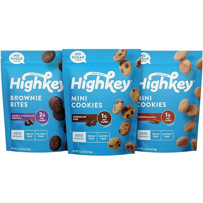 HighKey Keto Food Low Carb Snack Cookies Variety Pack - Chocolate Chip, Brownie Bites & Snickerdo... | Amazon (US)