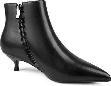Women's Leather Ankle Boots Low Heels Shoes Zipper Winter Booties | Amazon (US)