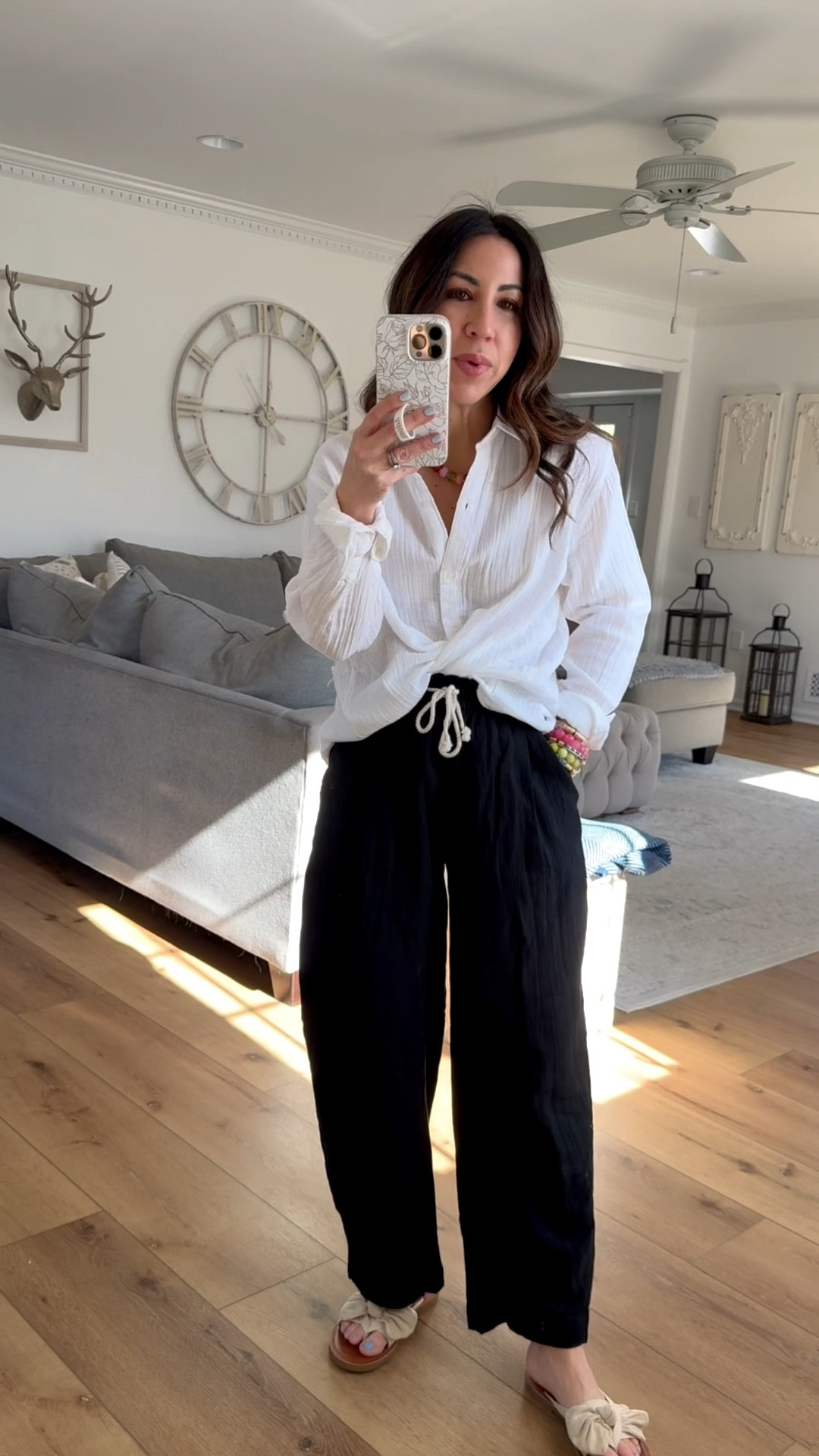 Small petite gauze pants. Small gauze button down. Sandals TTS.

#LTKOver40 #LTKPetite #LTKSaleAlert

#LTKSaleAlert #LTKOver40 #LTKPetite