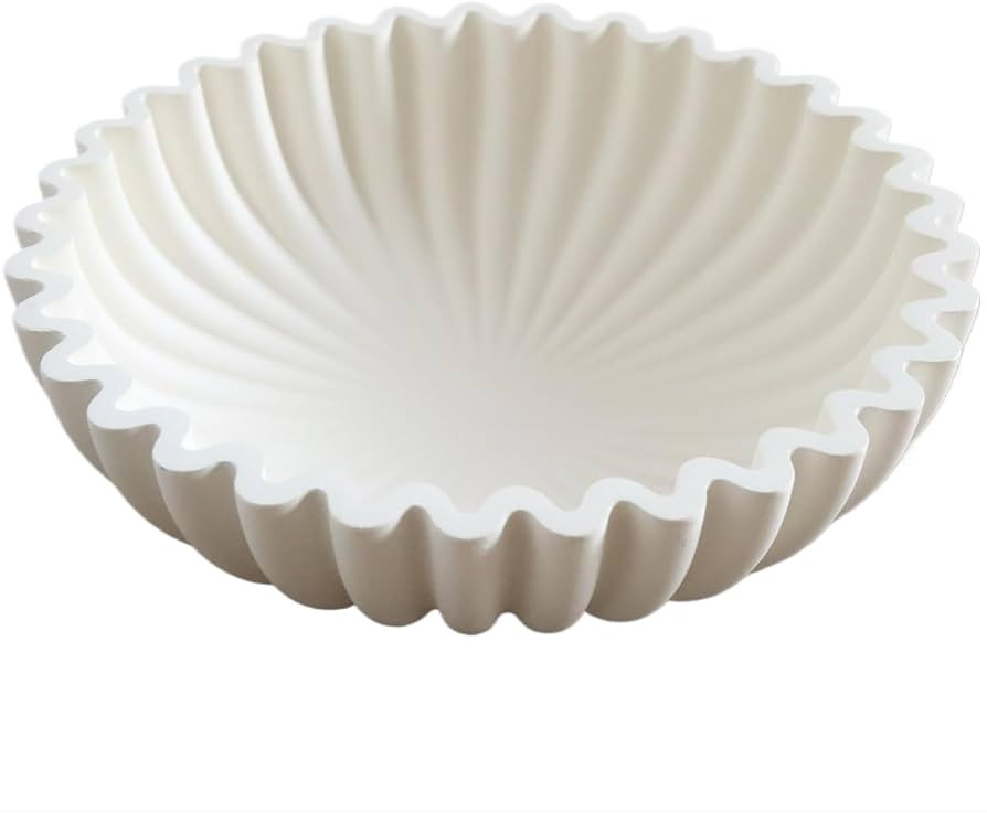 Decorative Bowl for Home Decor - White Large Decorative Fruit Bowls for Candy - Scalloped Ruffle ... | Amazon (US)