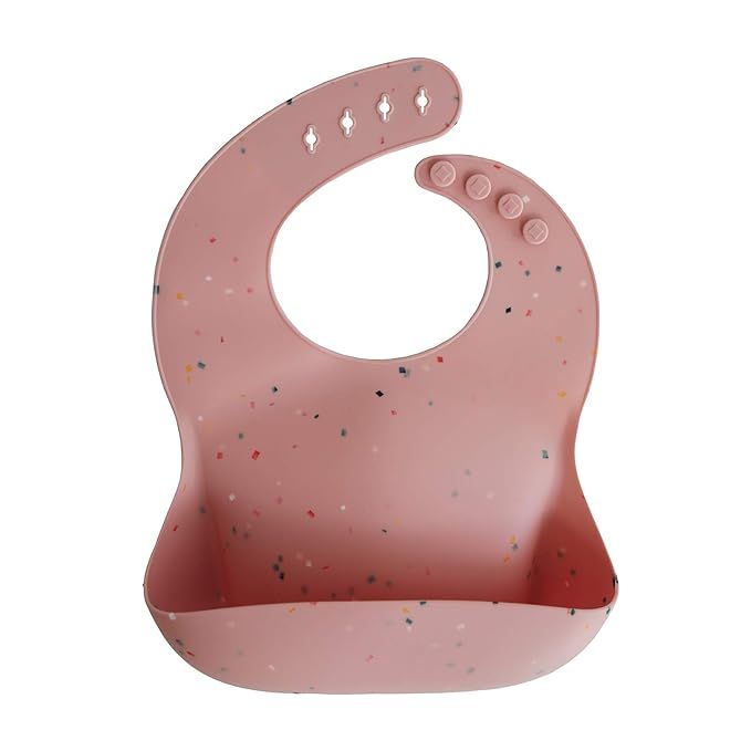 mushie Silicone Baby Bib | Adjustable Fit Waterproof Bibs (Powder Pink Confetti) | Amazon (US)