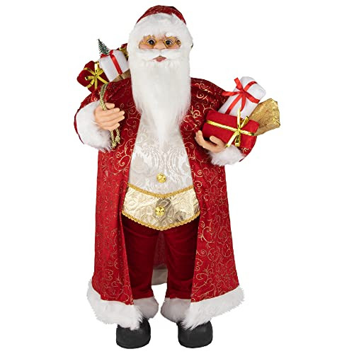 Northlight Standing Santa Claus in Long Red and Gold Robe with Gifts Christmas Figure, 32" | Amazon (US)