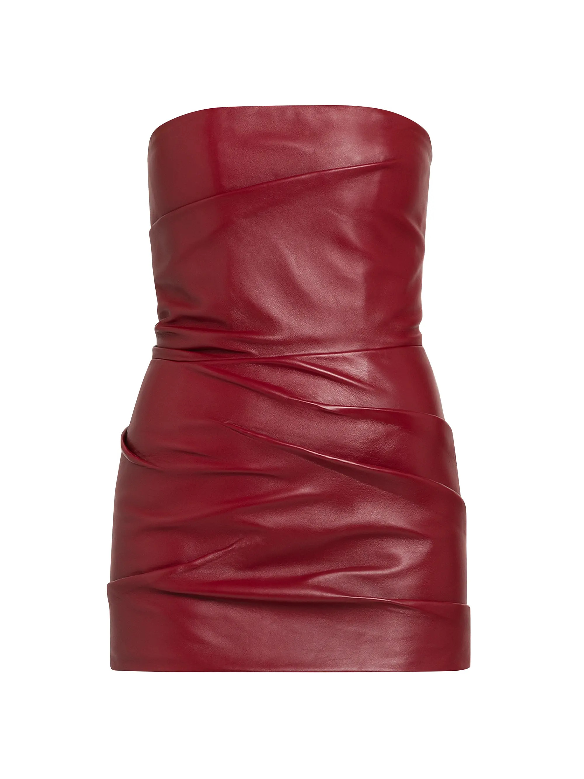Shop The Attico Strapless Leather Body-Con Minidress | Saks Fifth Avenue | Saks Fifth Avenue