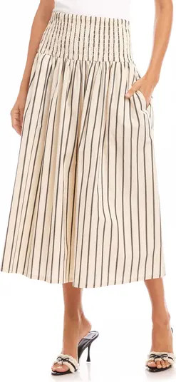 Rhea Stripe Smock Waist Cotton Midi Skirt | Nordstrom