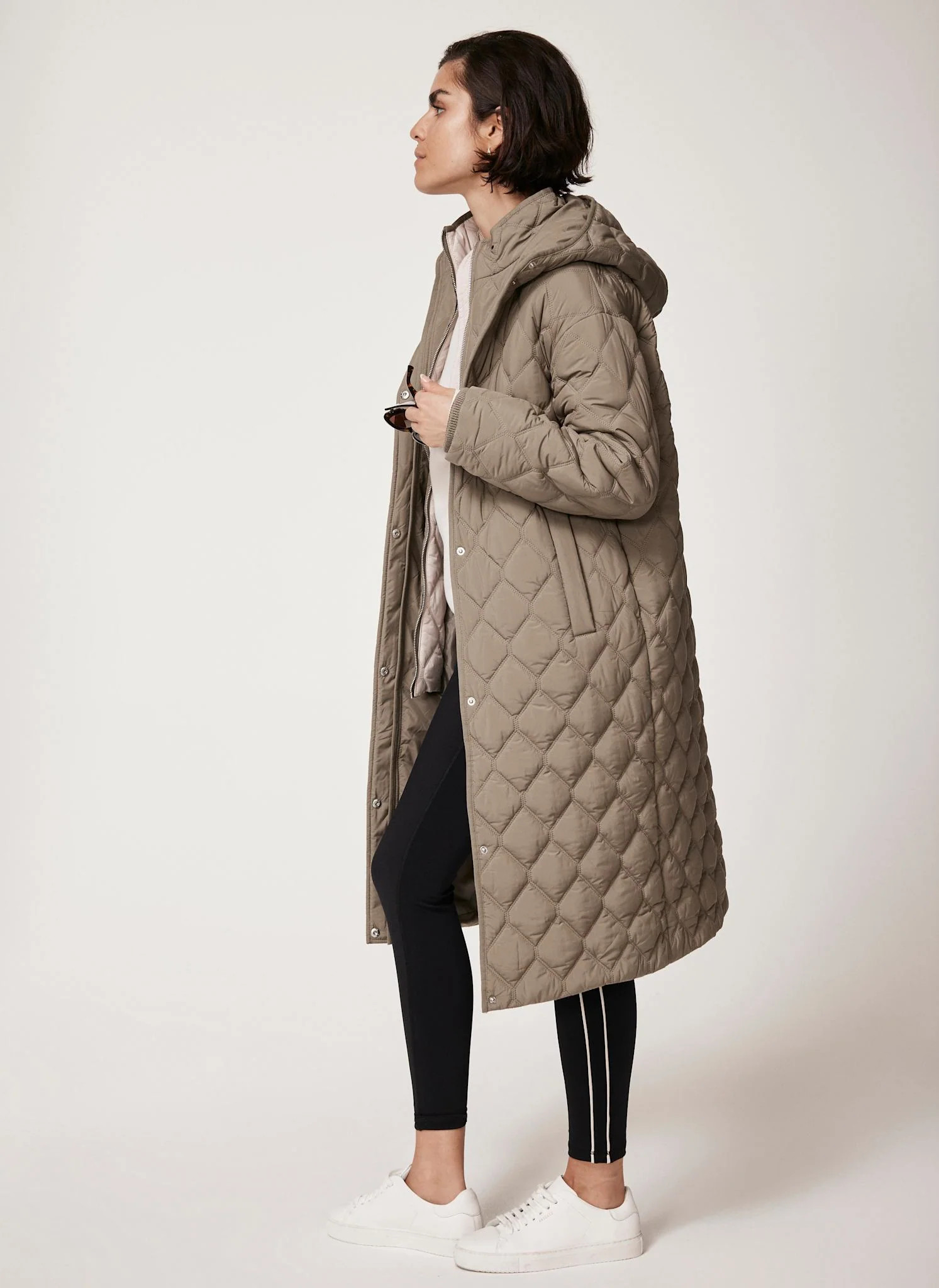 Khaki Double Layer Quilted Parka | Mint Velvet (US)