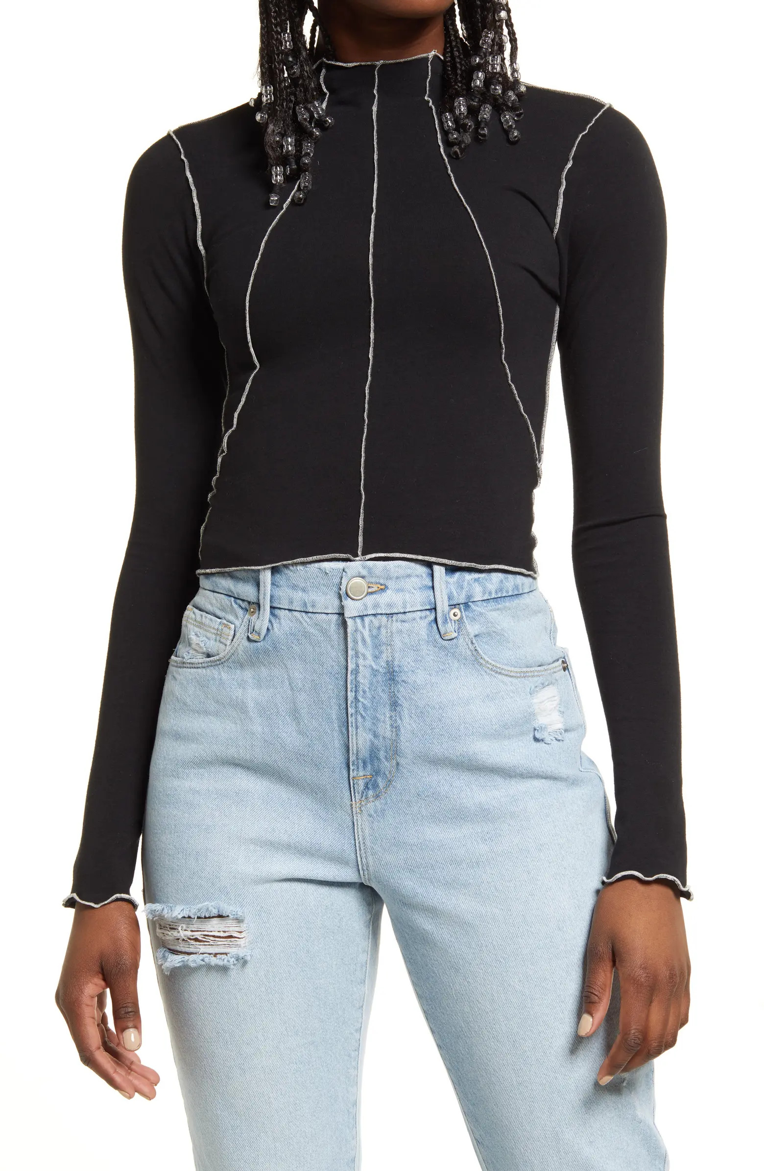 Lettuce Edge Mock Neck Top | Nordstrom