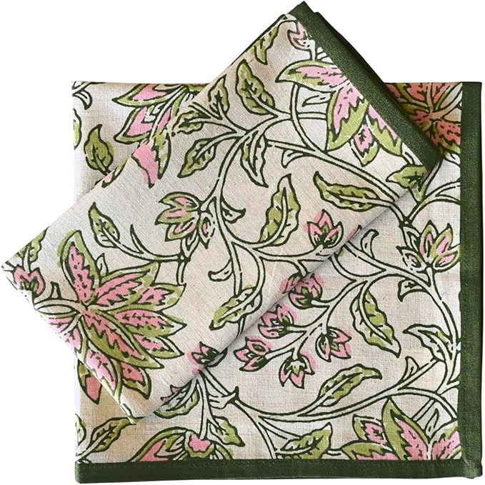 Fingercraft Cloth Napkin Cotton Linen Blend Printed Table Napkins Soft and Absorbent Fabric, 12 P... | Amazon (US)