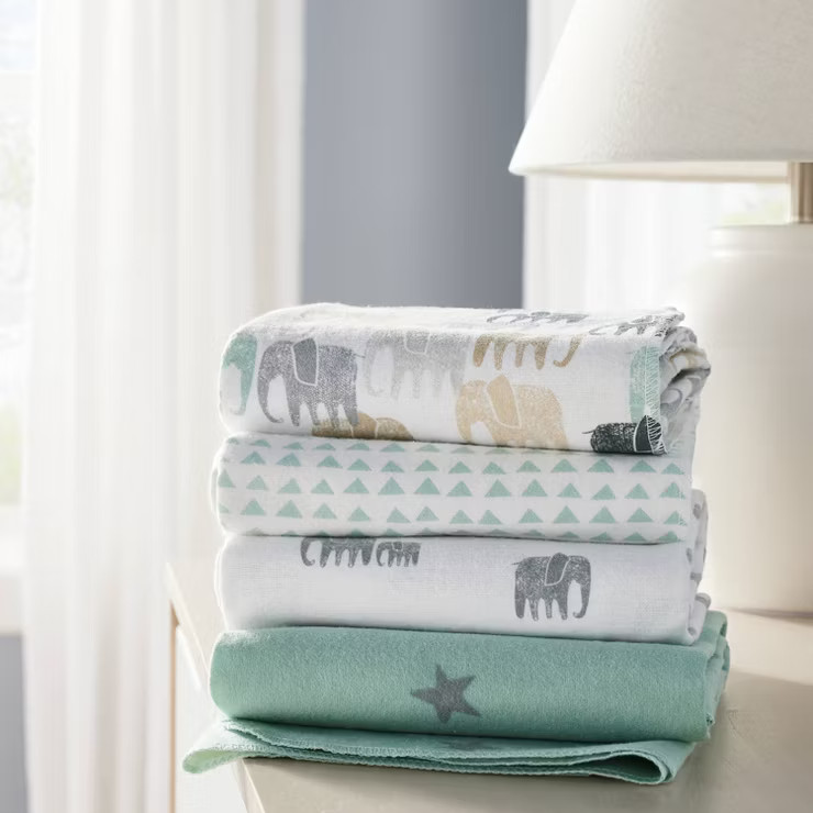 Flannel Baby Blankets Elephants - Cloud Island™ Gray 4pk | Target