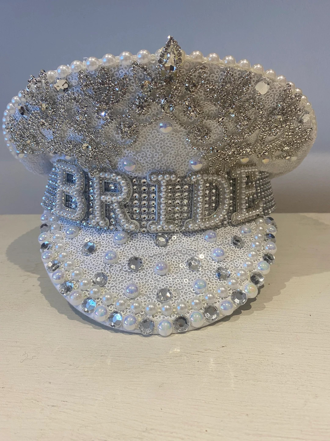 Silver white Pearl bride hat - quick delivery - wedding, hen do, captains , military hat | Etsy ROW