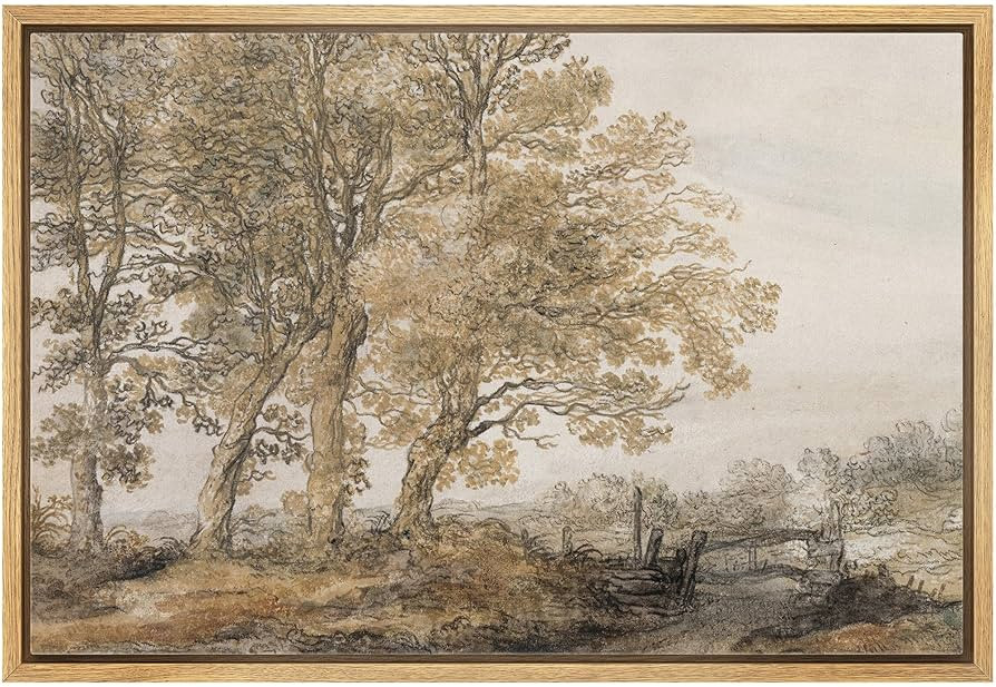 SIGNLEADER Framed Canvas Print Wall Art Ethereal Oak Tree Sketch Vintage Style Illustrations Mode... | Amazon (US)