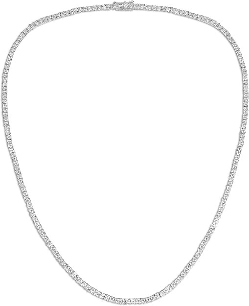 TIKJE Tennis Necklace 925 Sterling Silver| 3mm-6mm Cubic Zirconia Round Cut Faux Diamond Tennis C... | Amazon (US)