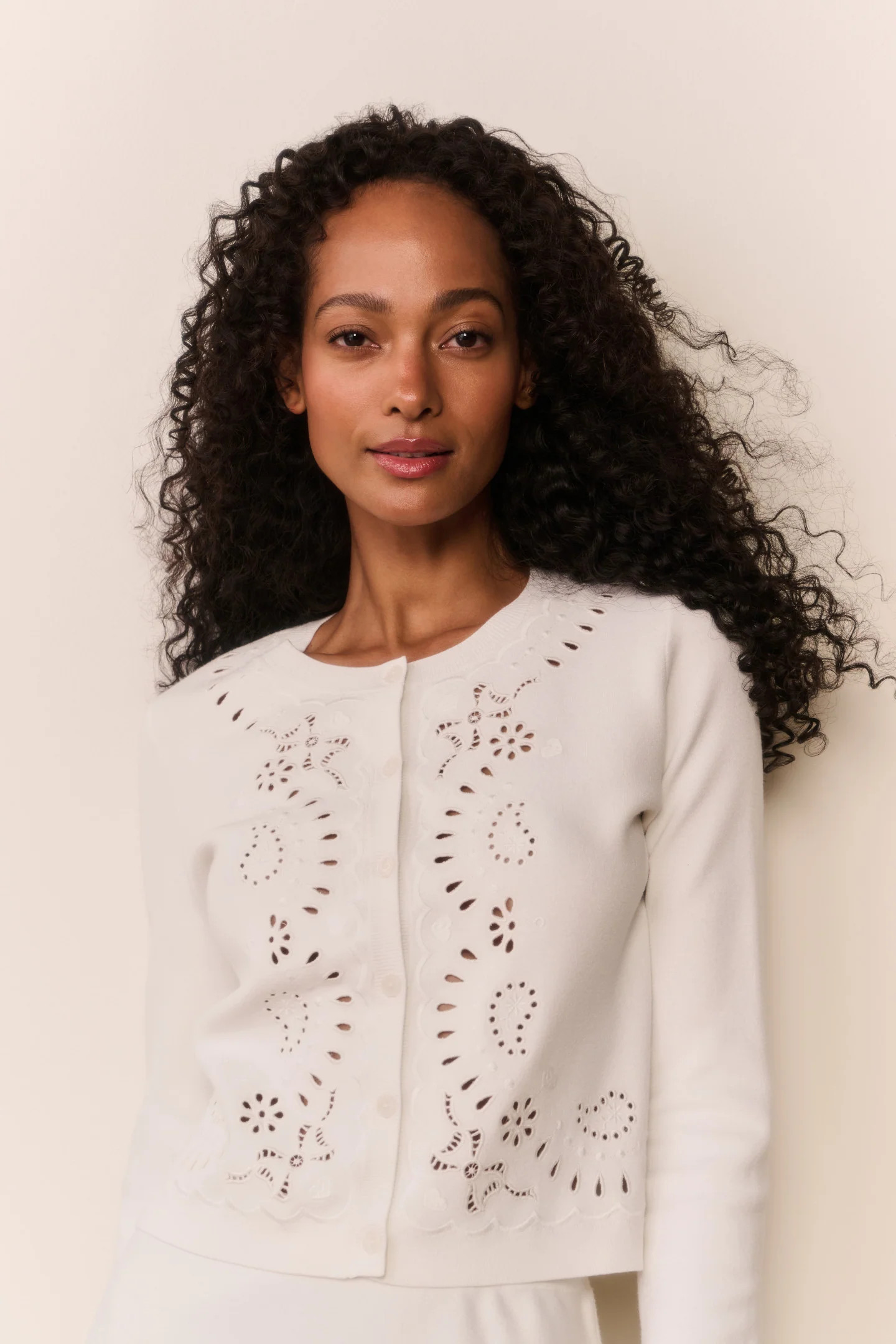 Leda Bandana Eyelet Knit Cardigan | LoveShackFancy