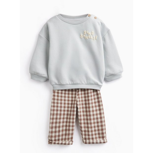 Buy Green Crew Neck Sweatshirt & Trousers Set 3-6 months | Outfits and sets | Tu | Tu Clothing