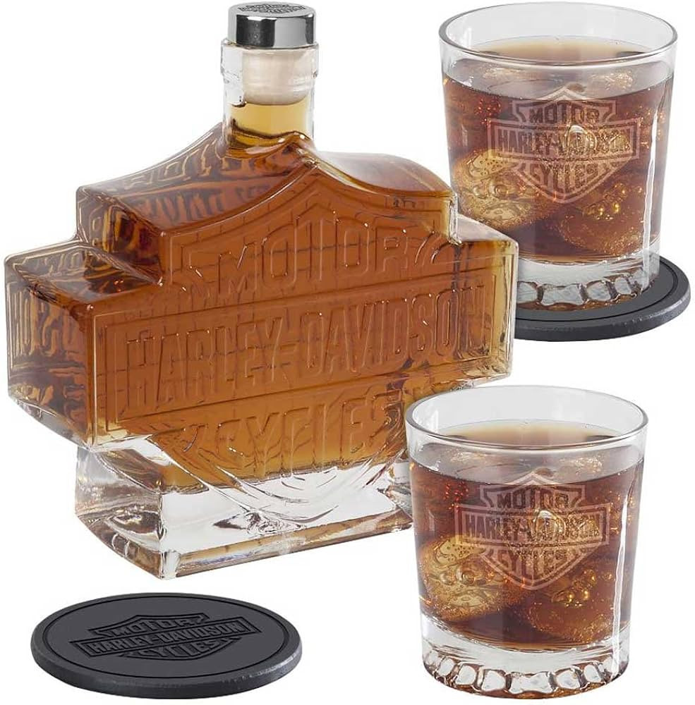 Harley-Davidson Bar & Shield Logo Decanter Set, Hand Blown Set HDL-18746 | Amazon (US)