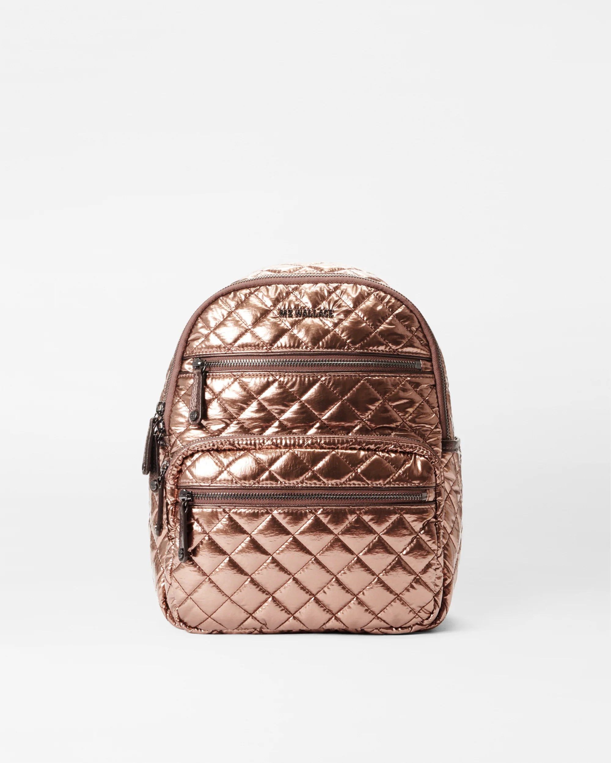 Small Crosby Quilted Backpack in Copper Metallic Lacquer | MZ Wallace | MZ Wallace