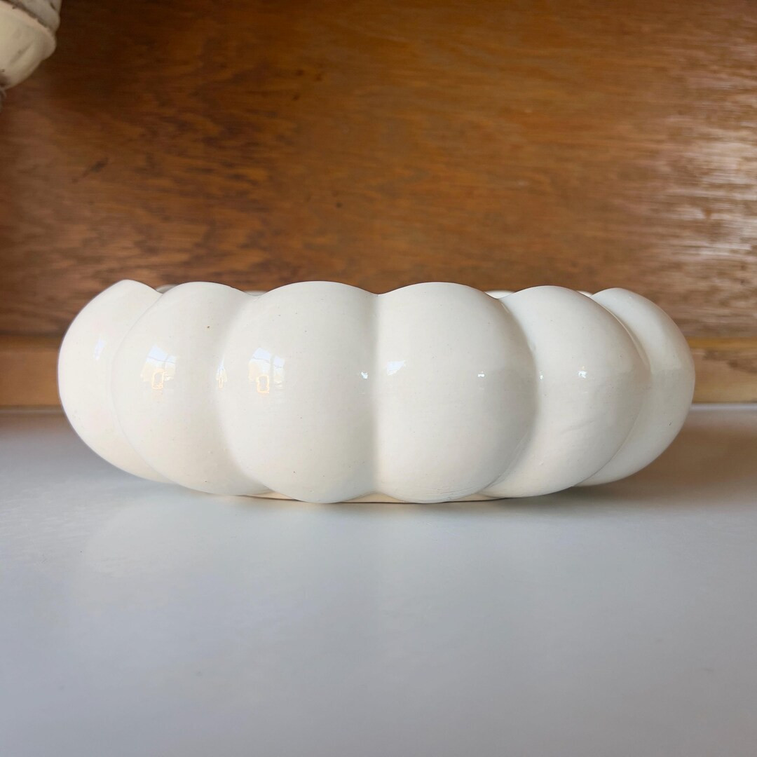 Vintage White Bubble Mid-century Ceramic Planter – Scalloped Console Bowl or Succulent Planter ... | Etsy (US)