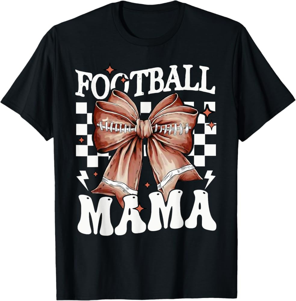 Coquette Bow American Football Mama Thanksgiving Autumn Fall T-Shirt | Amazon (US)