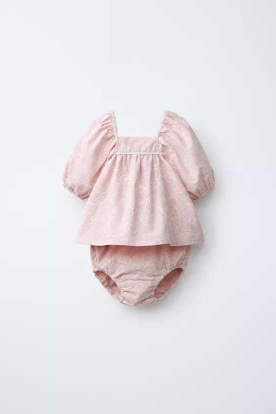 EMBROIDERED LACE SHIRT AND BLOOMERS SET | Zara US